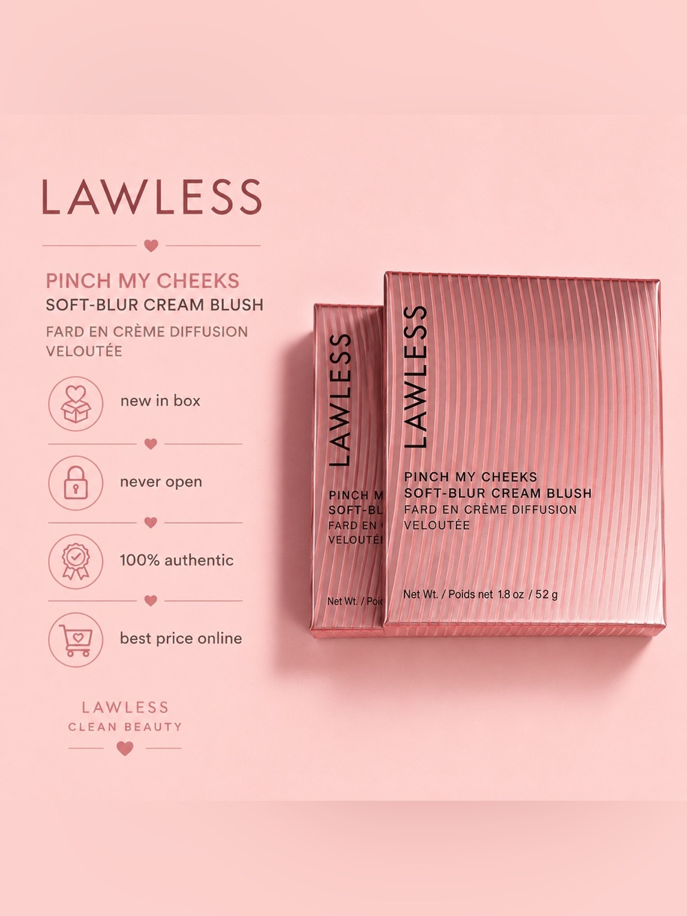 LAWLESS Pinch My Cheeks Cream Blush - Rose Pink bundle of 2